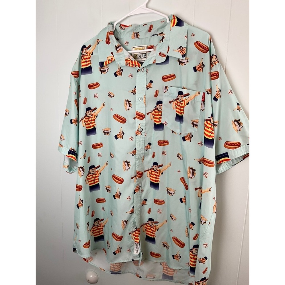 RSVLTS The Sandlot Ham Porter KUNUFLEX Shirt Mens 3XL Light Blue Short Sleeve